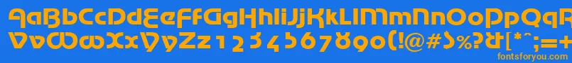 MarinaRegularDb Font – Orange Fonts on Blue Background