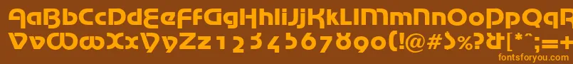 MarinaRegularDb Font – Orange Fonts on Brown Background