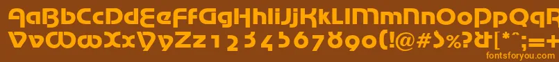 Шрифт MarinaRegularDb – оранжевые шрифты на коричневом фоне