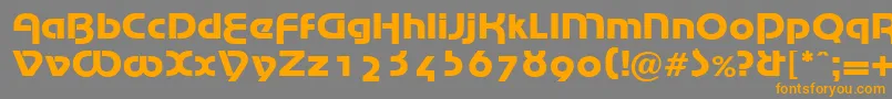 フォントMarinaRegularDb – オレンジの文字は灰色の背景にあります。