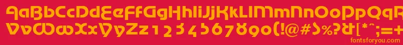 フォントMarinaRegularDb – 赤い背景にオレンジの文字