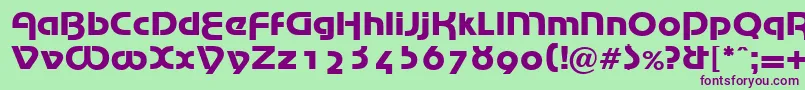 Шрифт MarinaRegularDb – фиолетовые шрифты на зелёном фоне