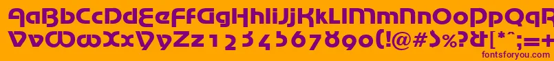 MarinaRegularDb-Schriftart – Violette Schriften auf orangefarbenem Hintergrund