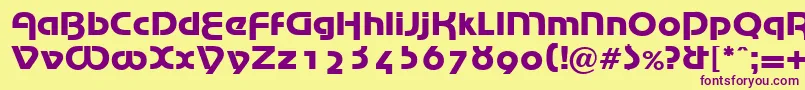 MarinaRegularDb-Schriftart – Violette Schriften auf gelbem Hintergrund