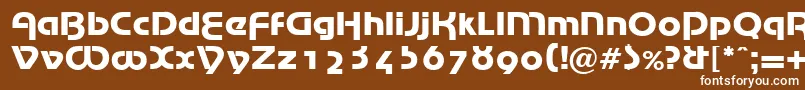 MarinaRegularDb-fontti – valkoiset fontit ruskealla taustalla