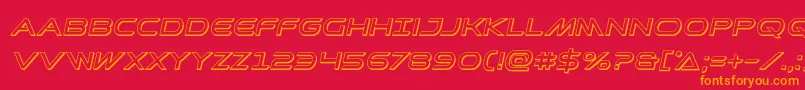 Promethean3Dital-Schriftart – Orangefarbene Schriften auf rotem Hintergrund