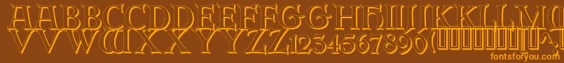 ErbarinitialenShadow Font – Orange Fonts on Brown Background