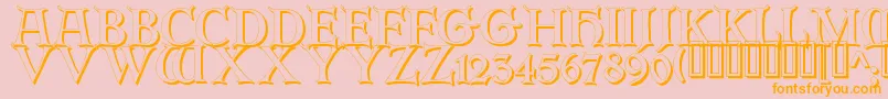 ErbarinitialenShadow-Schriftart – Orangefarbene Schriften auf rosa Hintergrund