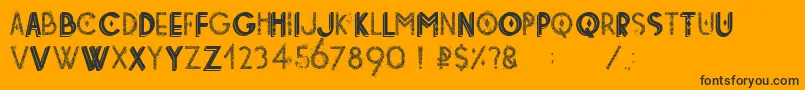 Tetradecorative-Schriftart – Schwarze Schriften auf orangefarbenem Hintergrund