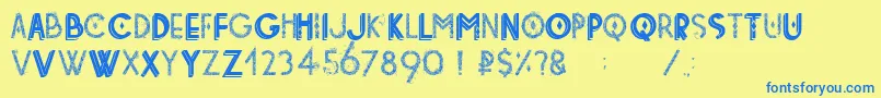 Шрифт Tetradecorative – синие шрифты на жёлтом фоне