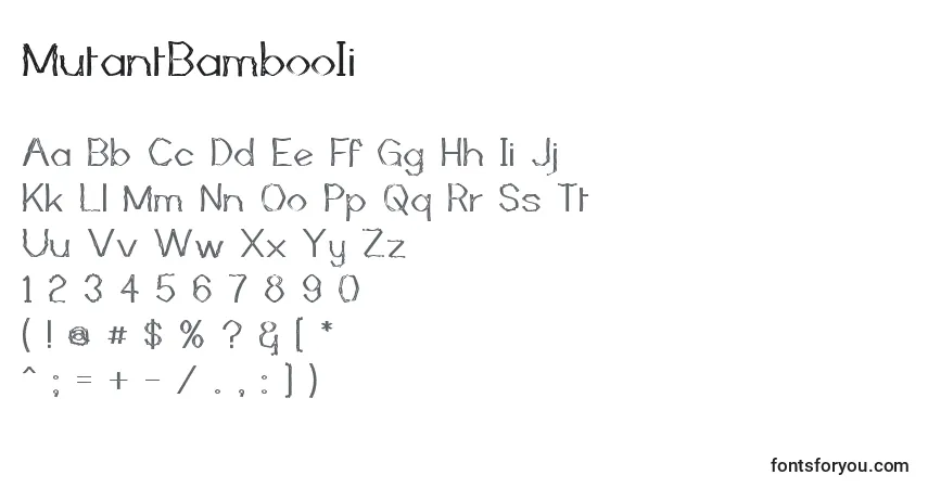 A fonte MutantBambooIi – alfabeto, números, caracteres especiais