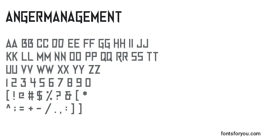 A fonte AngerManagement – alfabeto, números, caracteres especiais