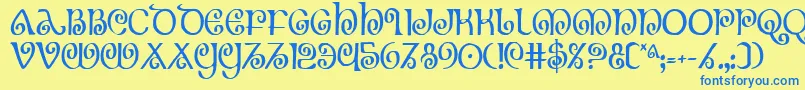 Theshirec Font – Blue Fonts on Yellow Background