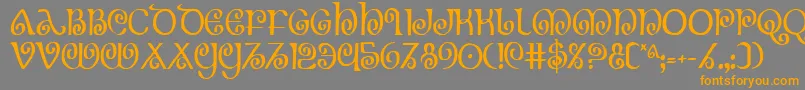 フォントTheshirec – オレンジの文字は灰色の背景にあります。