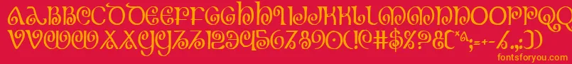 フォントTheshirec – 赤い背景にオレンジの文字