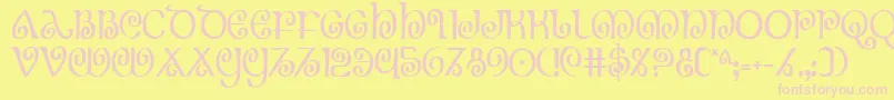 フォントTheshirec – ピンクのフォント、黄色の背景