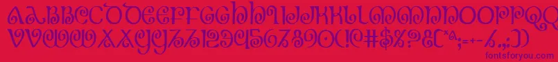 Theshirec Font – Purple Fonts on Red Background