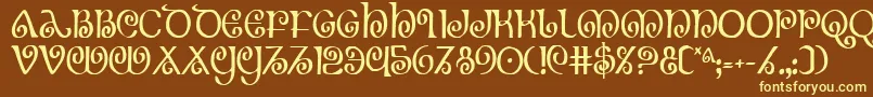 Theshirec-Schriftart – Gelbe Schriften auf braunem Hintergrund