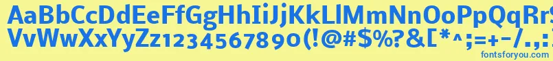 フォントNobileBold – 青い文字が黄色の背景にあります。