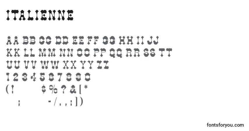 Шрифт Italienne – алфавит, цифры, специальные символы