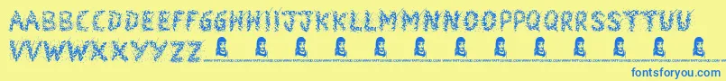 Snowmania-Schriftart – Blaue Schriften auf gelbem Hintergrund