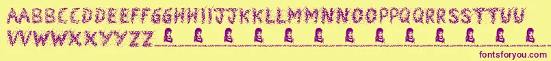 Weitere Informationen zur Snowmania-Schriftart Snowmania-Schriftart – Violette Schriften auf gelbem Hintergrund