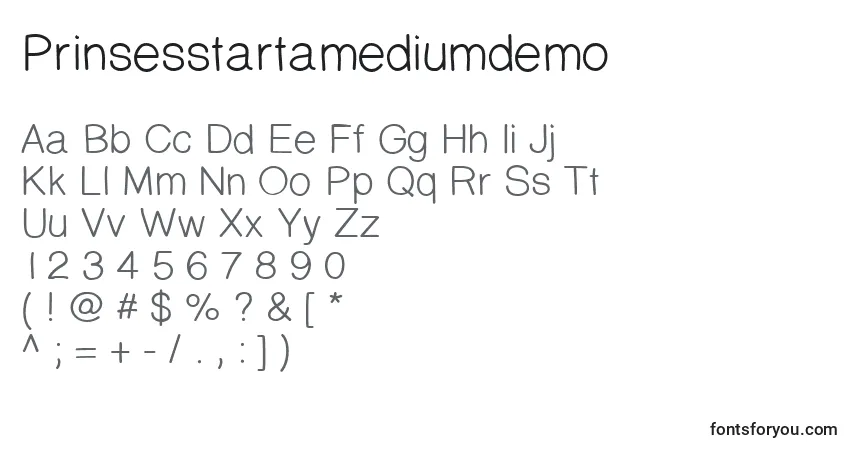 A fonte Prinsesstartamediumdemo – alfabeto, números, caracteres especiais