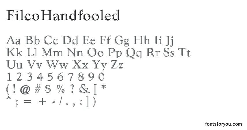 A fonte FilcoHandfooled – alfabeto, números, caracteres especiais