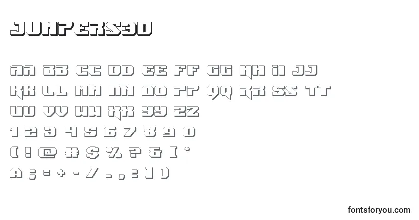 Schriftart Jumpers3D – Alphabet, Zahlen, spezielle Symbole