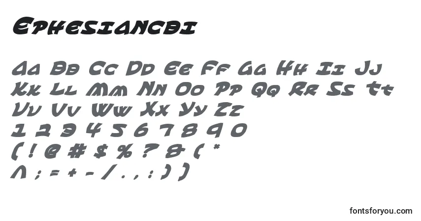 Schriftart Ephesiancbi – Alphabet, Zahlen, spezielle Symbole