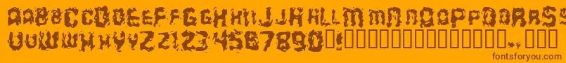 Puke Font – Brown Fonts on Orange Background