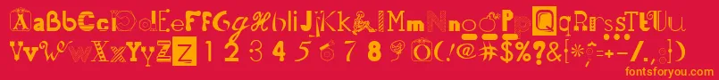 50fnts2-fontti – oranssit fontit punaisella taustalla