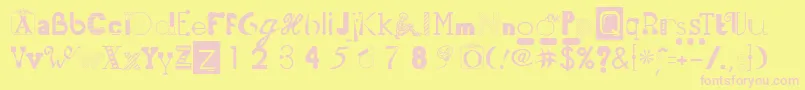 50fnts2-Schriftart – Rosa Schriften auf gelbem Hintergrund