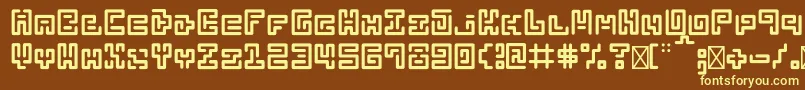 Abstractlabyrinthrounded-fontti – keltaiset fontit ruskealla taustalla