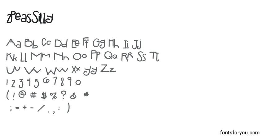 Czcionka 2peasSilly – alfabet, cyfry, specjalne znaki