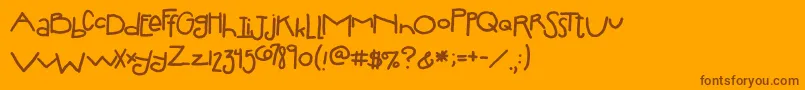 Czcionka 2peasSilly – brązowe czcionki na pomarańczowym tle