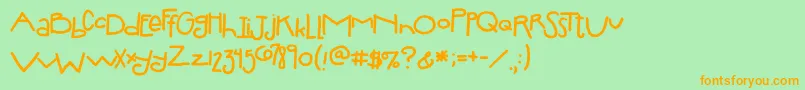 2peasSilly-Schriftart – Orangefarbene Schriften auf grünem Hintergrund