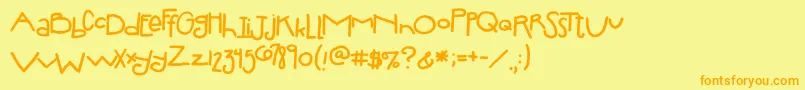 2peasSilly Font – Orange Fonts on Yellow Background