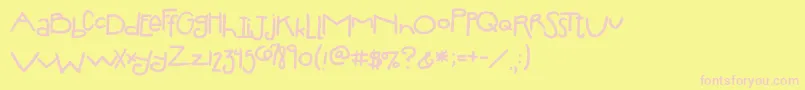 2peasSilly Font – Pink Fonts on Yellow Background