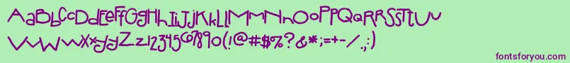 2peasSilly Font – Purple Fonts on Green Background