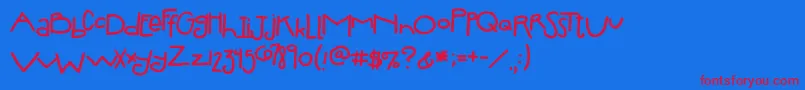 2peasSilly Font – Red Fonts on Blue Background