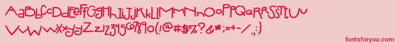 2peasSilly Font – Red Fonts on Pink Background