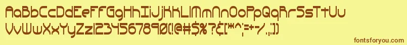 フォントQuacksal – 茶色の文字が黄色の背景にあります。