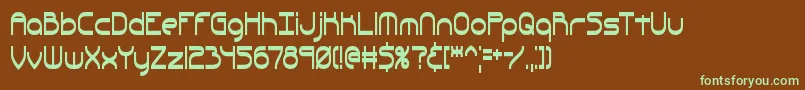 フォントQuacksal – 緑色の文字が茶色の背景にあります。