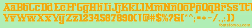 Ferro-Schriftart – Orangefarbene Schriften auf grünem Hintergrund