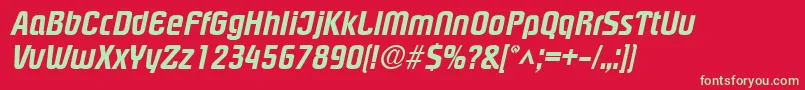 PloverextraboldItalic-Schriftart – Grüne Schriften auf rotem Hintergrund