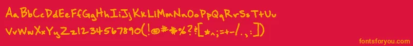 Brownbaglunch-Schriftart – Orangefarbene Schriften auf rotem Hintergrund