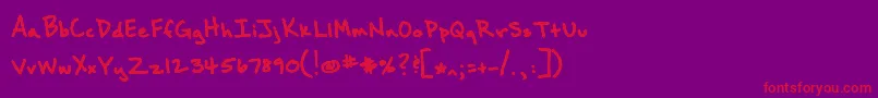 フォントBrownbaglunch – 紫の背景に赤い文字