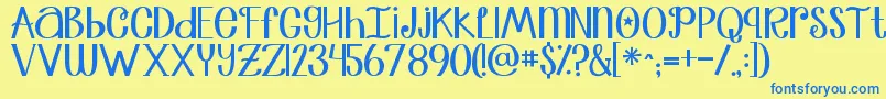 Jandatrulymadlydeeply Font – Blue Fonts on Yellow Background