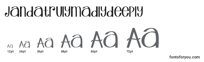 Размеры шрифта Jandatrulymadlydeeply